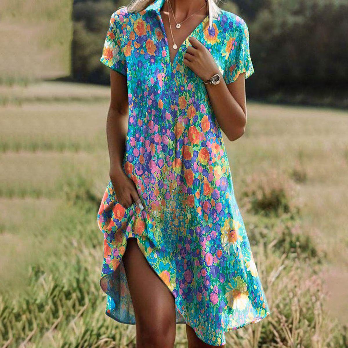 Sienne | Robe Bohème d’Été Imprimée Fluide