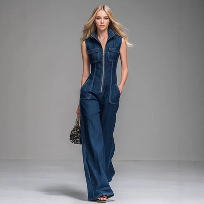 Maïana | Combinaison Denim Taille Haute Large