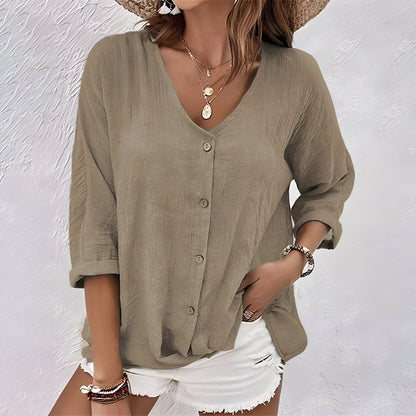 Pauline | Blouse Boutonnée Fluide Manches Longues pour Quotidien