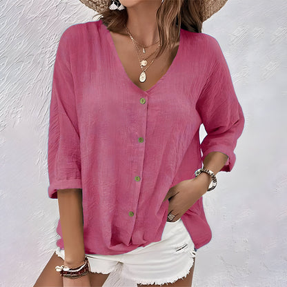 Pauline | Blouse Boutonnée Fluide Manches Longues pour Quotidien