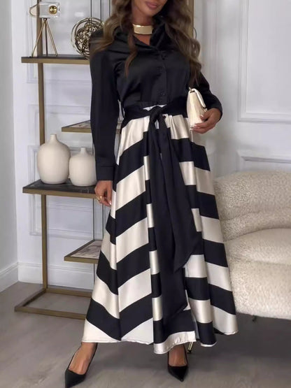 Joviane | Robe Longue Rayée Taille Élastiquée