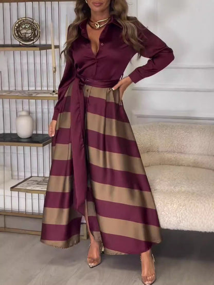 Joviane | Robe Longue Rayée Taille Élastiquée