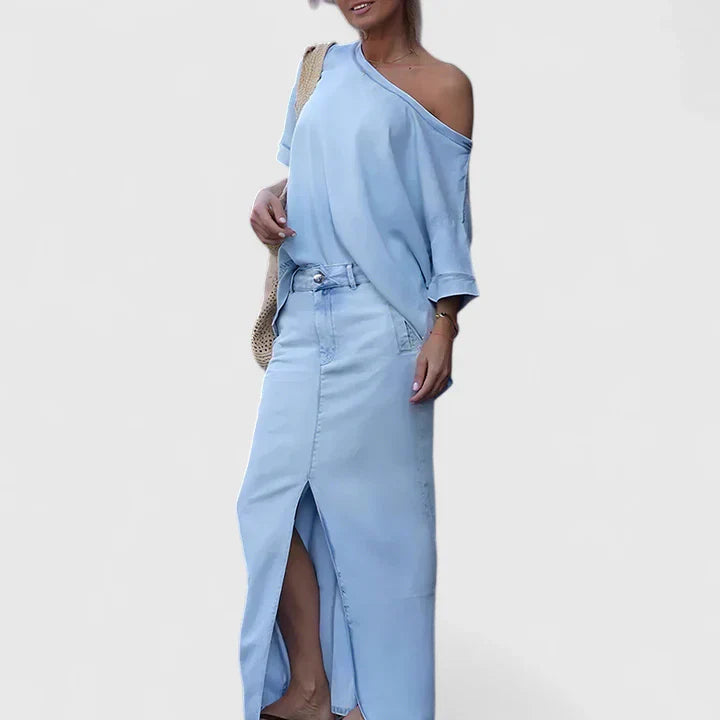 Clariane | Ensemble Top Asymétrique et Jupe Longue