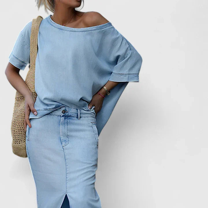 Clariane | Ensemble Top Asymétrique et Jupe Longue