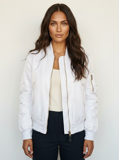 Blouson bomber à col, poignets et ourlet côtelés