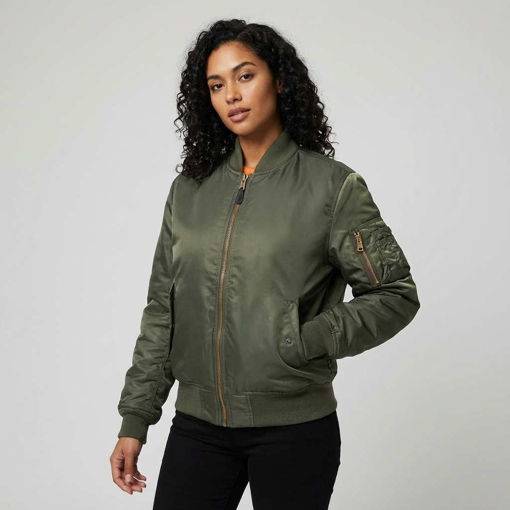 Bomber satiné femme à poches plaquées