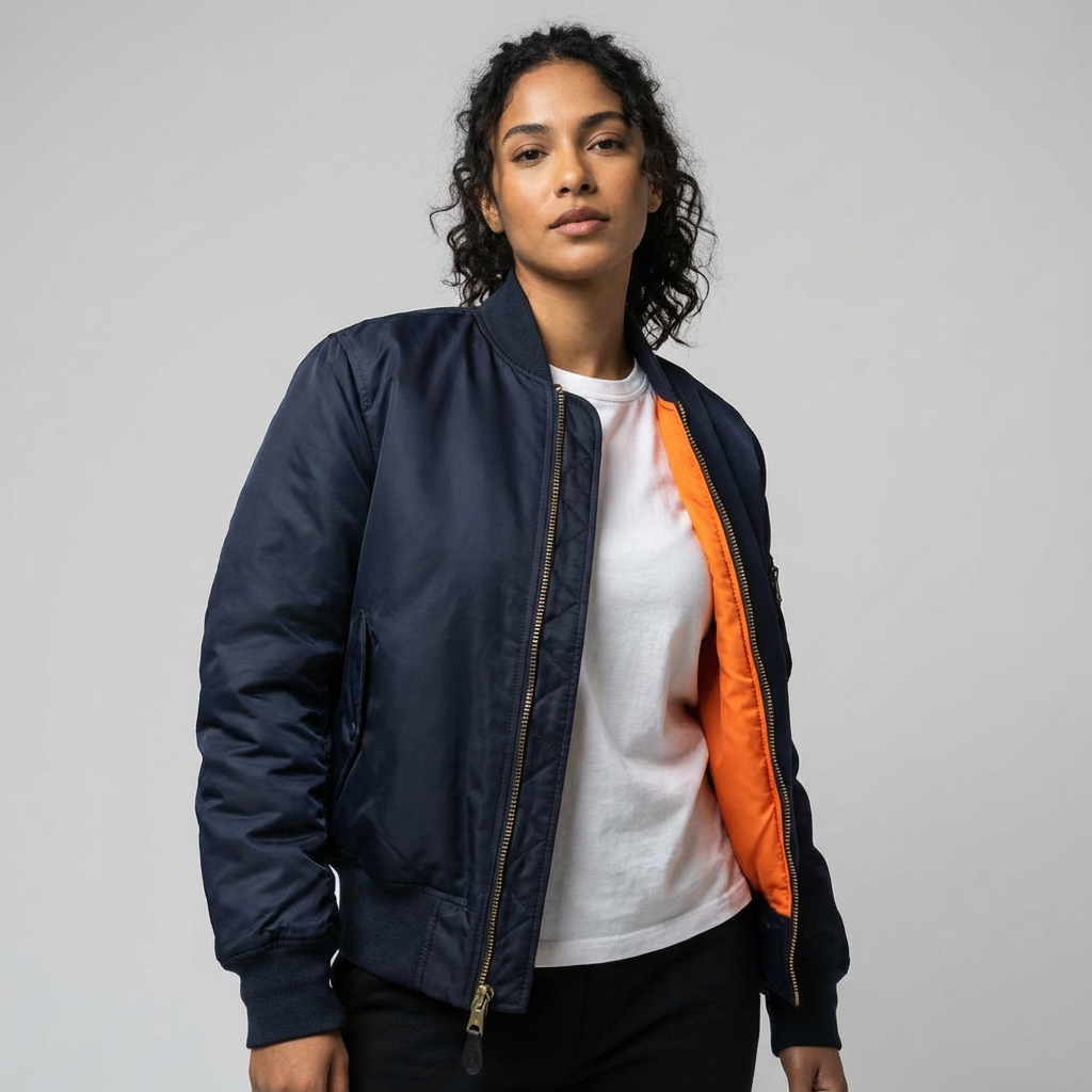 Bomber femme satiné à bords élastiques