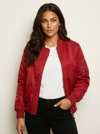 Bomber femme au fini satiné et fermeture zippée