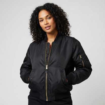Blouson bomber à col, poignets et ourlet côtelés