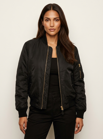 Bomber satiné femme à poches plaquées
