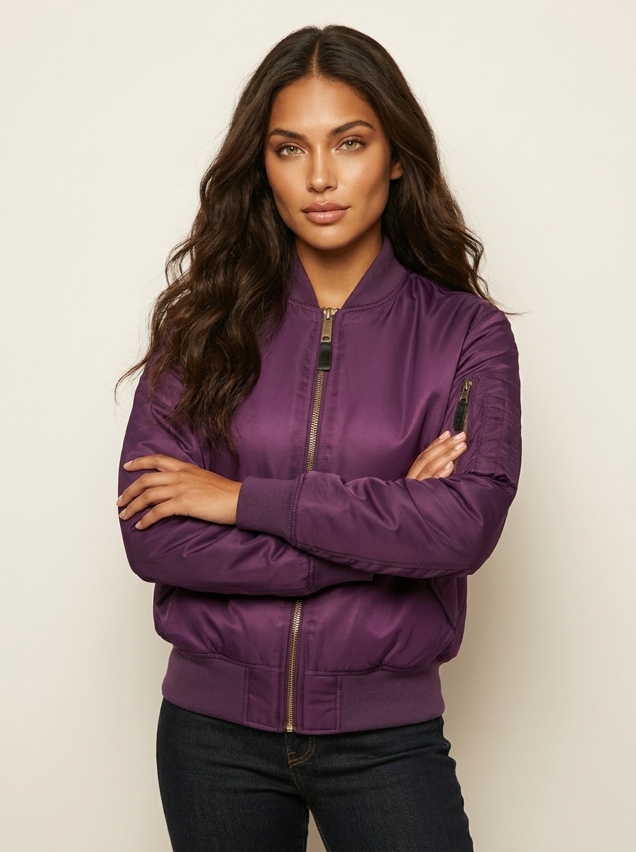 Bomber femme au fini satiné et fermeture zippée
