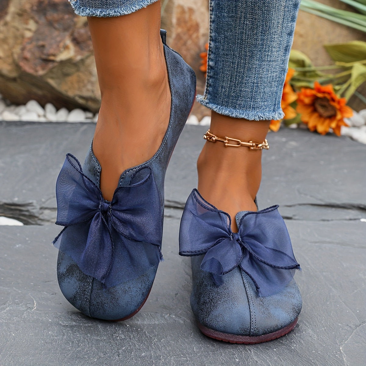 Mocassins à bride en bleu marine, vue de face