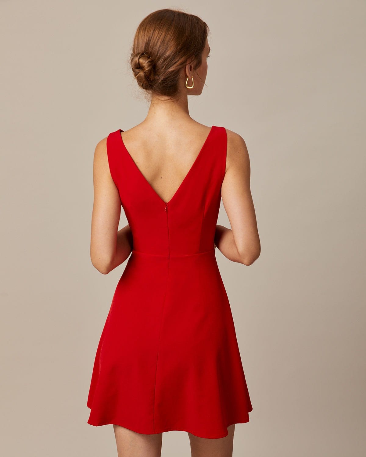 Margaux | Robe Courte Rouge Col Bateau