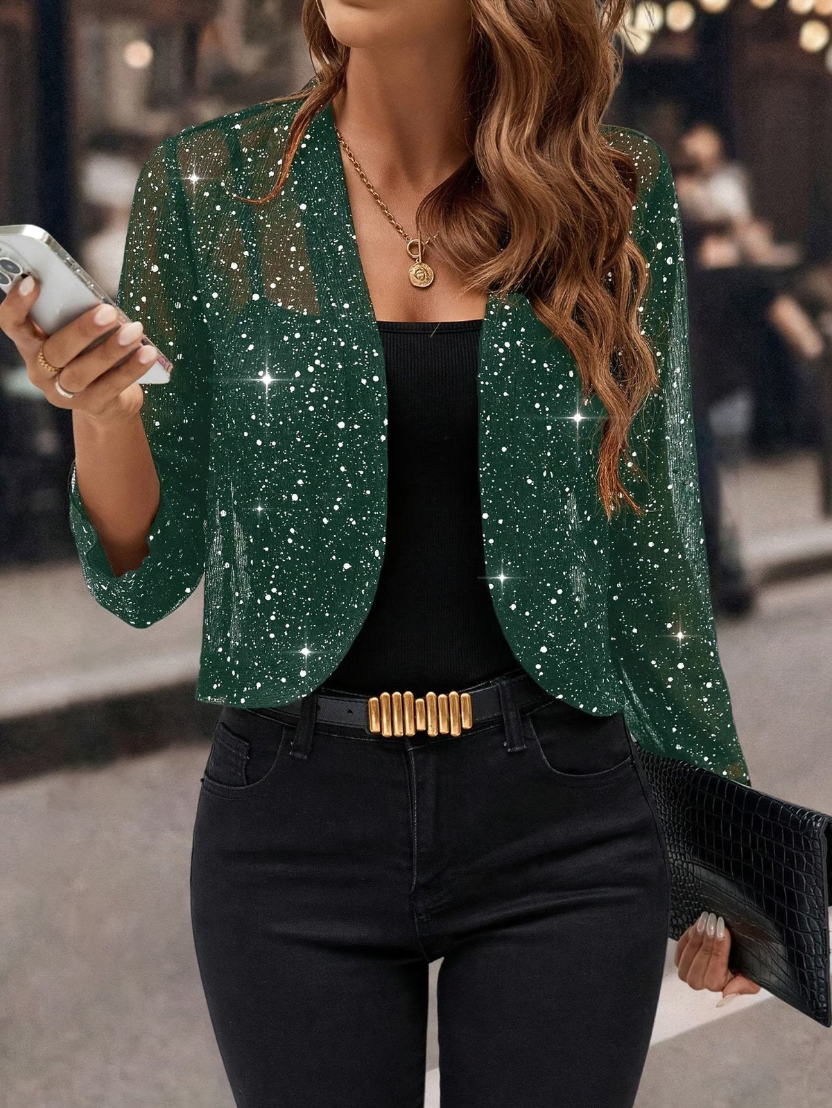 Gilet pailleté à sequins sur toute la surface