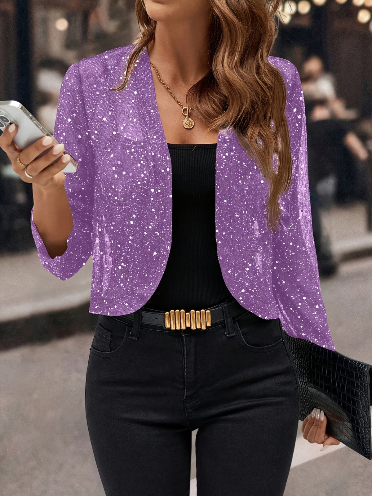 Gilet à sequins ouvert, tombé léger