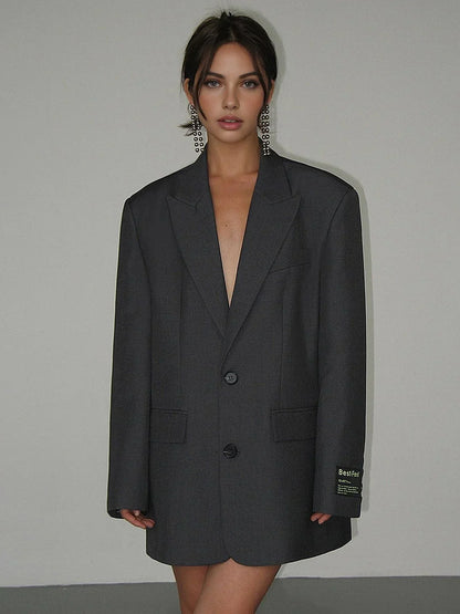 Blazer oversize boutonné, vue de trois quarts