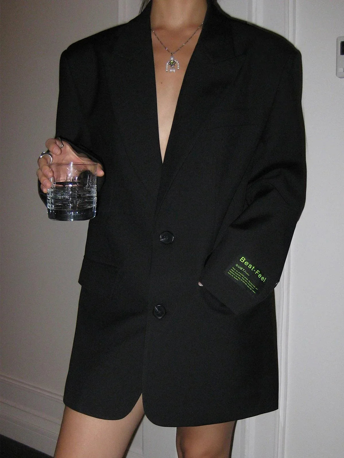 Détail de la doublure du blazer oversize