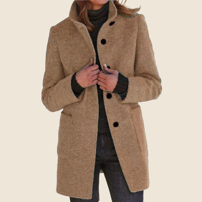 Manteau col montant femme, ligne verticale nette