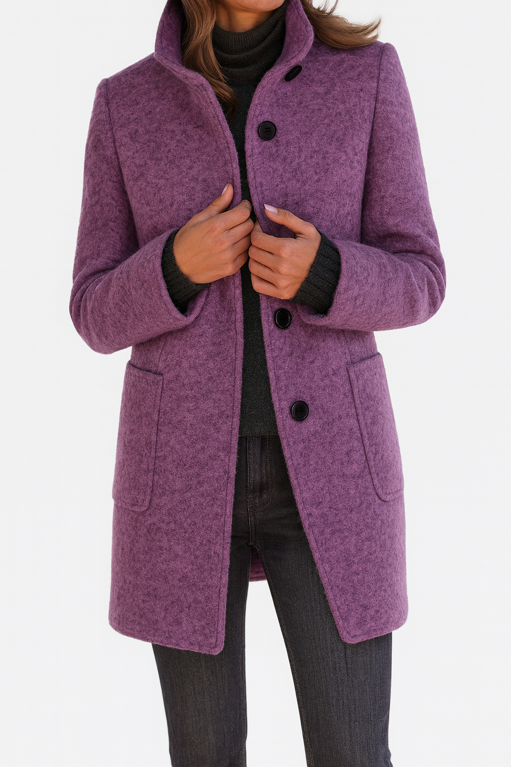 Manteau mi-long à deux poches plaquées