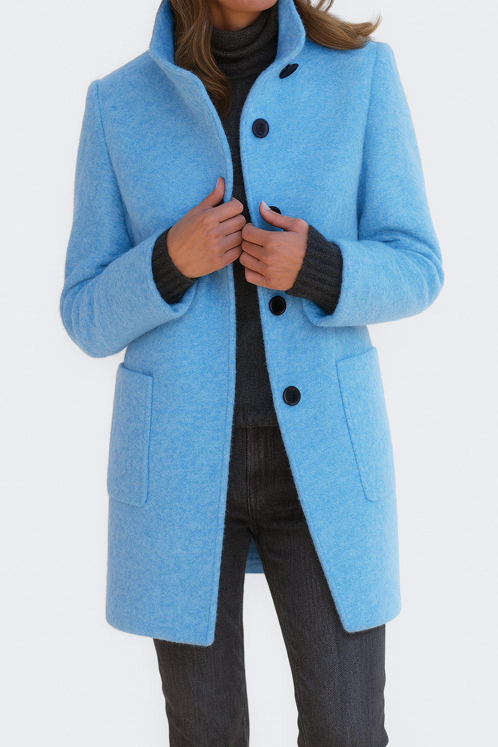 Manteau mi-long à deux poches plaquées