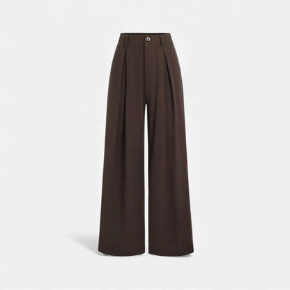 Pantalon large plissé en jacquard à taille haute