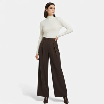 Pantalon femme en jacquard texturé à plis marqués