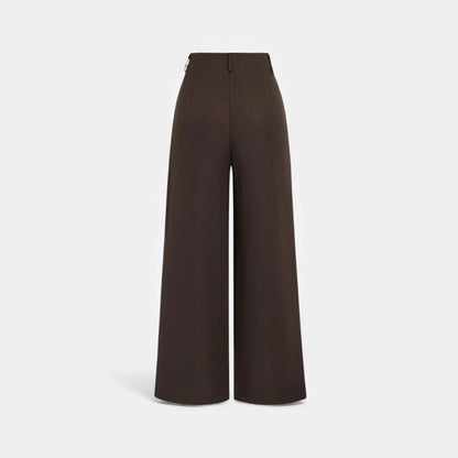 Pantalon large taille haute, tissage jacquard en relief