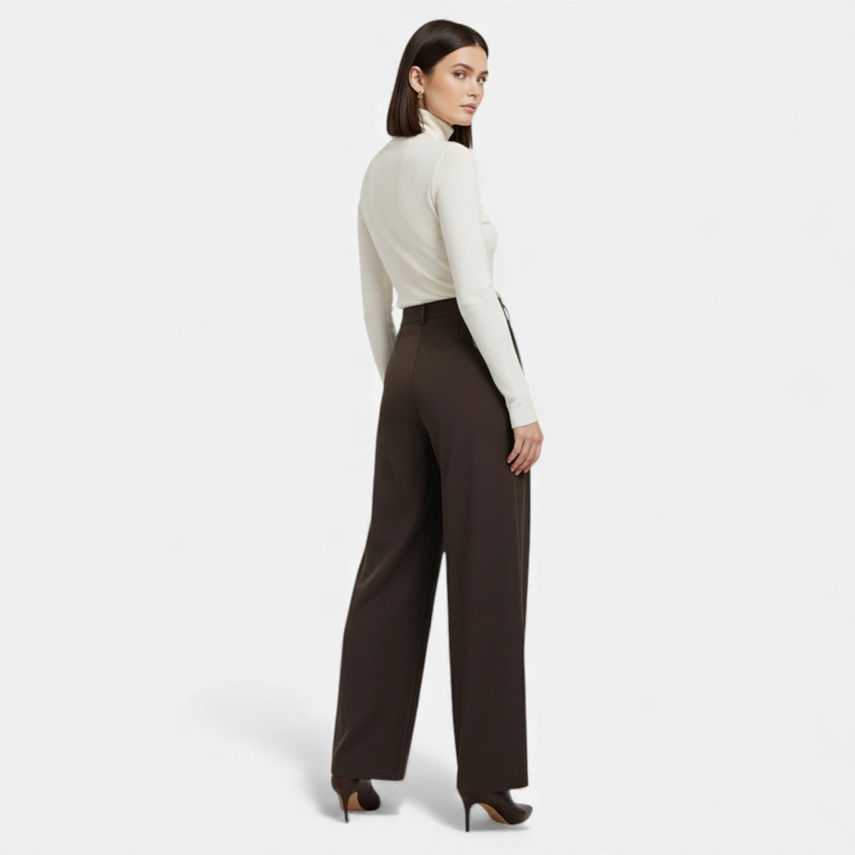 Pantalon large femme en jacquard, tombé droit