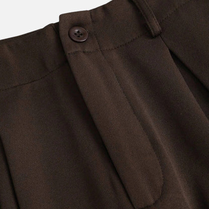 Pantalon large plissé en jacquard à taille haute