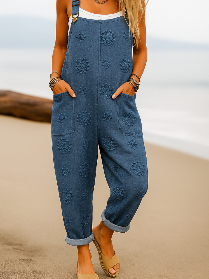 Meryl | Combinaison Fleurie à Jambes Larges