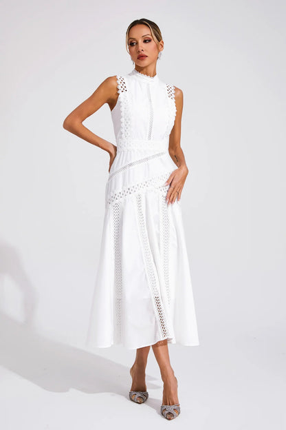 Nolwenn | Robe Midi Dentelle Sans Manches
