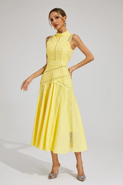 Nolwenn | Robe Midi Dentelle Sans Manches