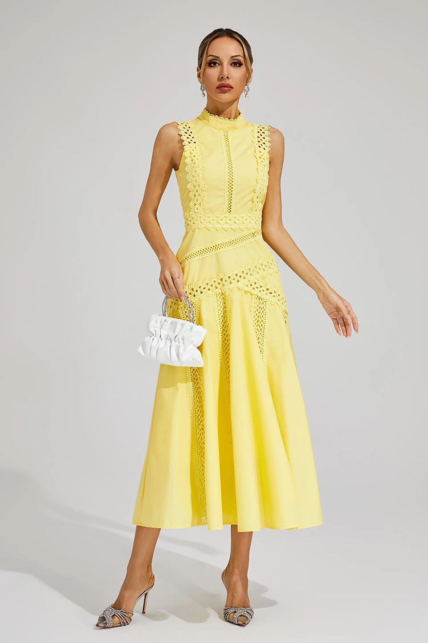 Nolwenn | Robe Midi Dentelle Sans Manches