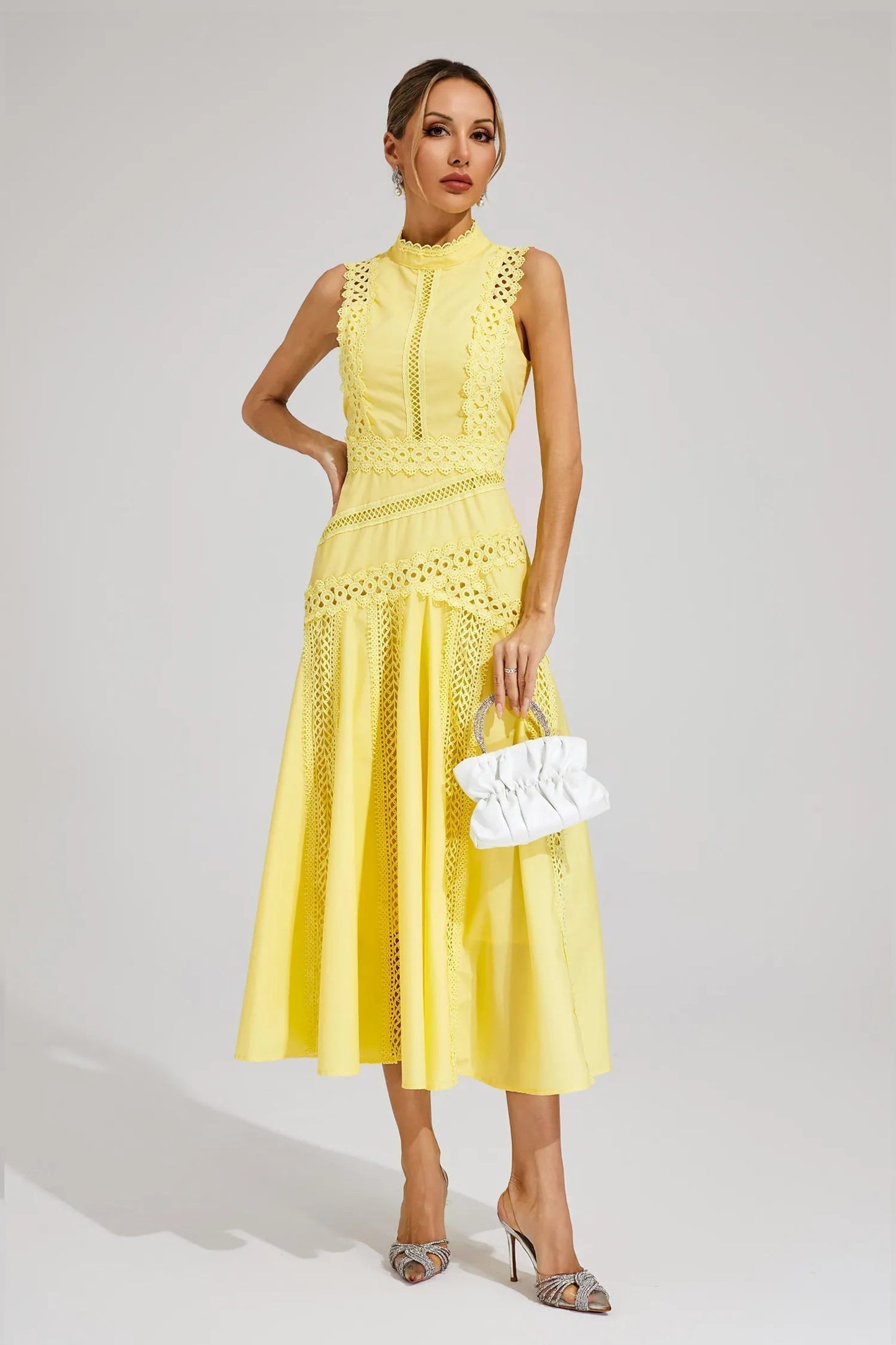 Nolwenn | Robe Midi Dentelle Sans Manches