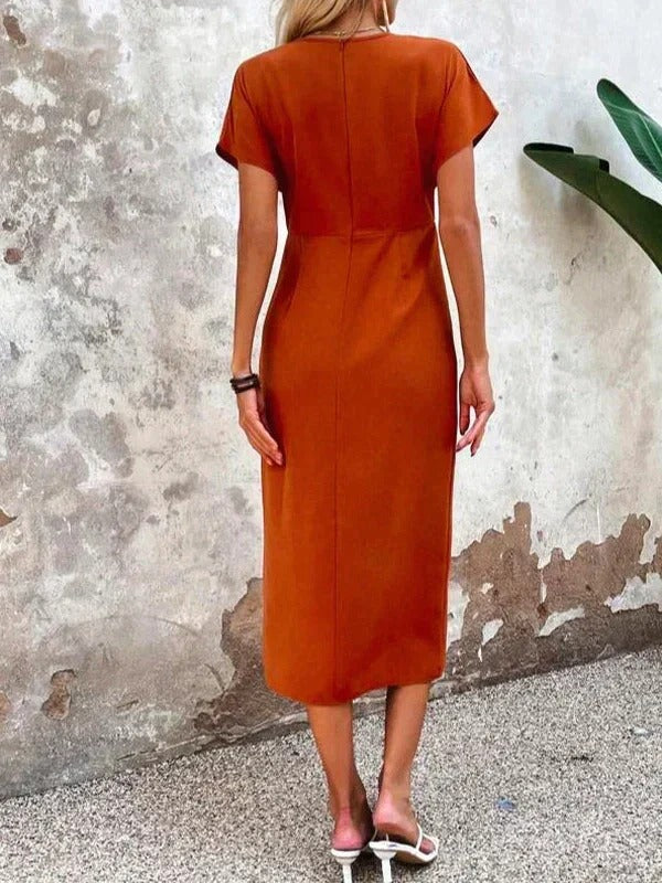 Aliénor | Robe Midi Cérémonie Portefeuille Col V