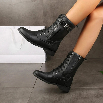 Sévéline | Bottines Lacées Zip Latéral Talon Bloc