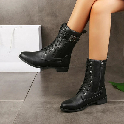 Sévéline | Bottines Lacées Zip Latéral Talon Bloc