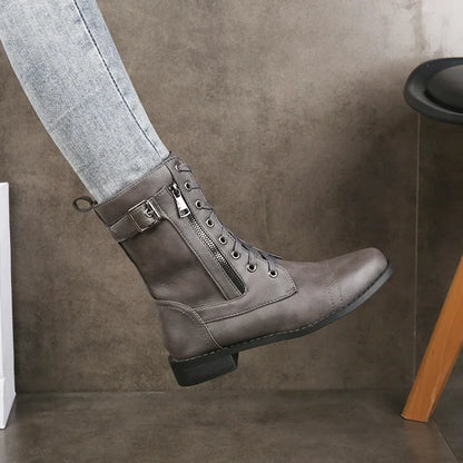 Sévéline | Bottines Lacées Zip Latéral Talon Bloc