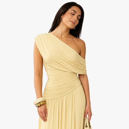 Josseline | Robe Longue Une Épaule Drapée pour Soirée