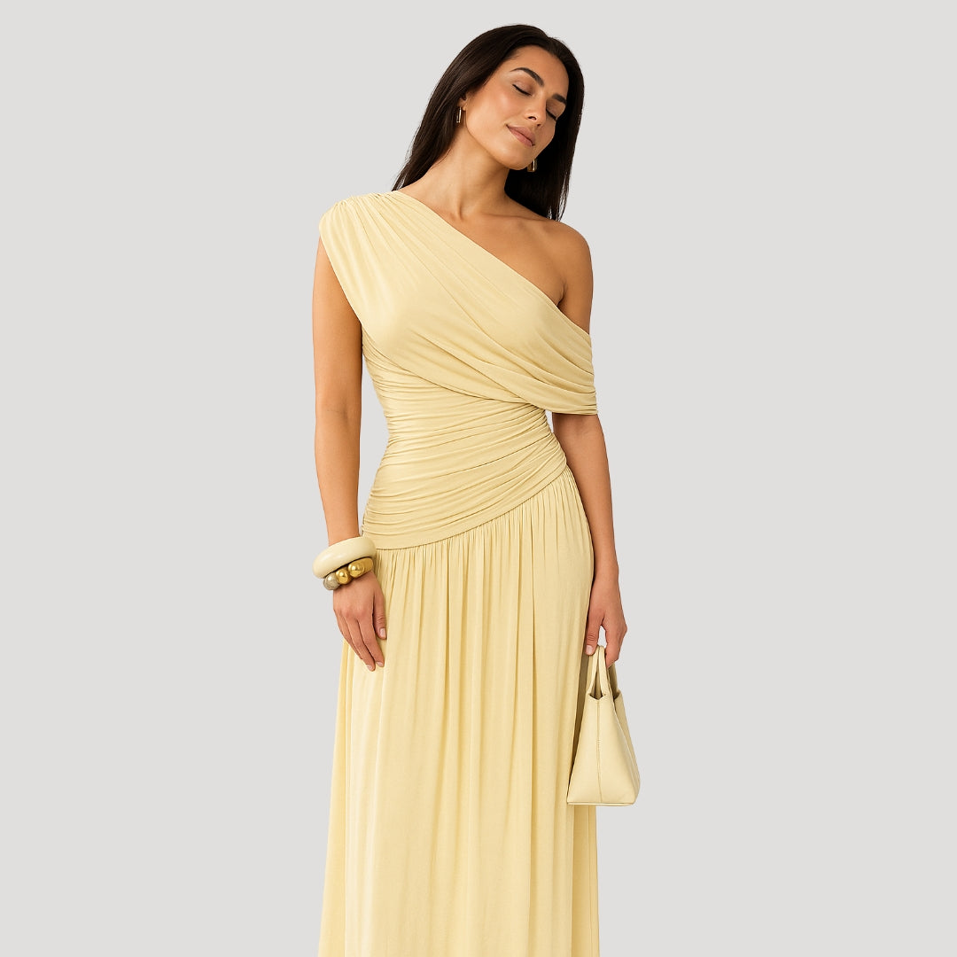 Josseline | Robe Longue Une Épaule Drapée pour Soirée