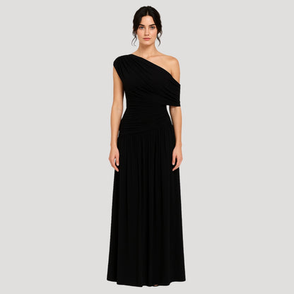 Josseline | Robe Longue Une Épaule Drapée pour Soirée