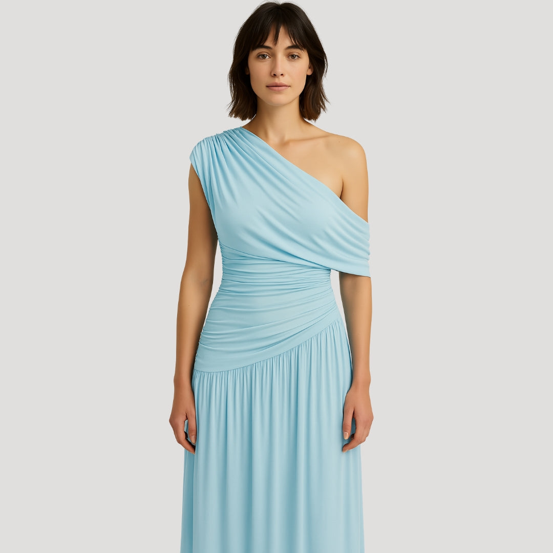 Josseline | Robe Longue Une Épaule Drapée pour Soirée