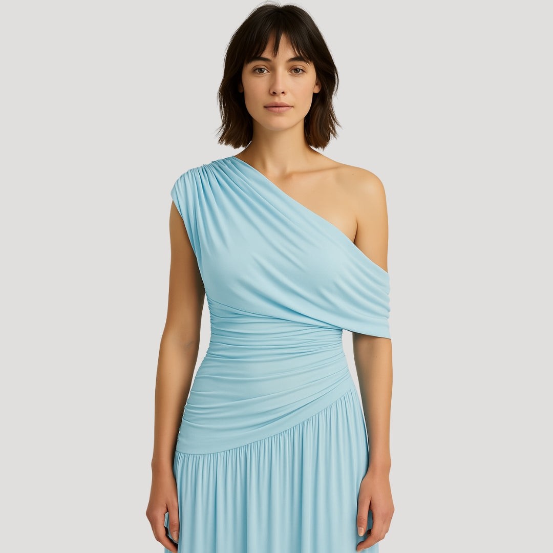 Josseline | Robe Longue Une Épaule Drapée pour Soirée