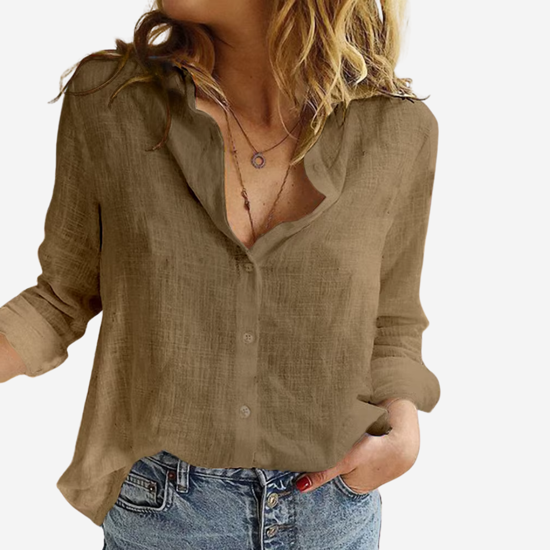 Mathurine | Chemise Lin Boutonnée Manches Retroussables