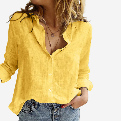 Mathurine | Chemise Lin Boutonnée Manches Retroussables