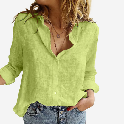 Mathurine | Chemise Lin Boutonnée Manches Retroussables