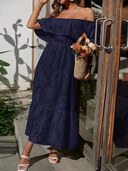 Tess | Robe Midi Cérémonie Épaules Dénudées à Volants