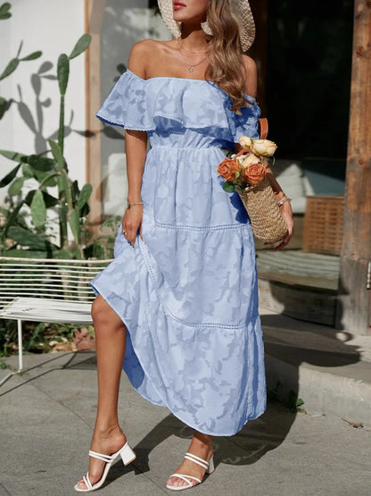 Tess | Robe Midi Cérémonie Épaules Dénudées à Volants