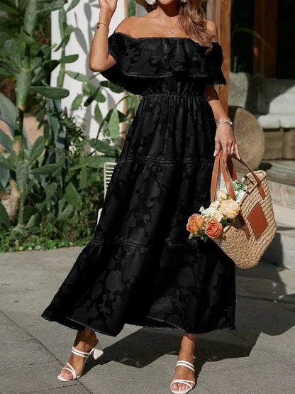 Tess | Robe Midi Cérémonie Épaules Dénudées à Volants
