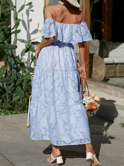 Tess | Robe Midi Cérémonie Épaules Dénudées à Volants